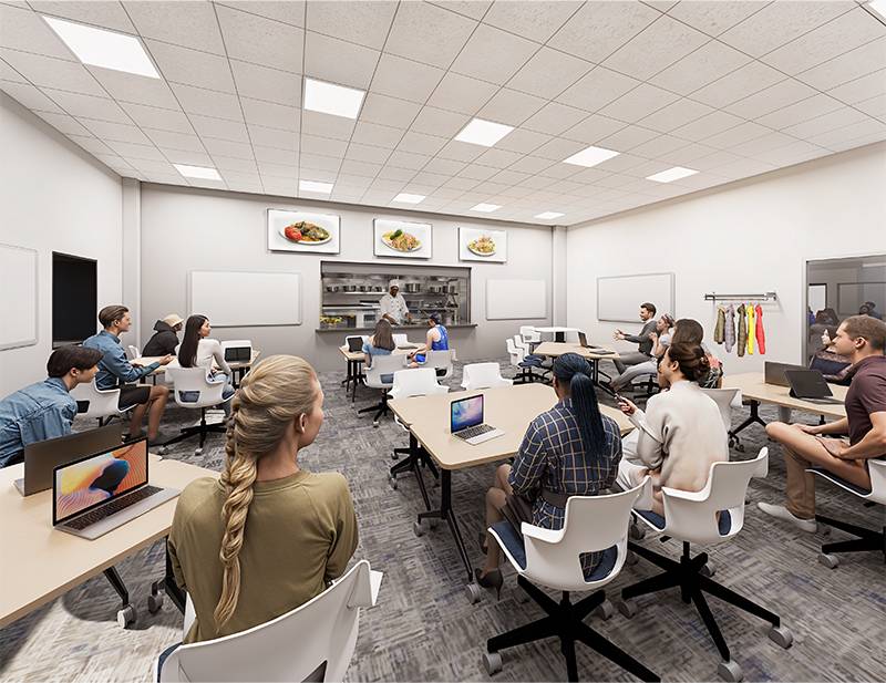 GVSU Battle Creek Innovation Center classroom illustration.